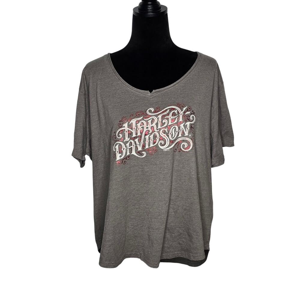 Harley-Davidson Women’s 2XL Gray High-Low Graphic T-Shirt Houston TX